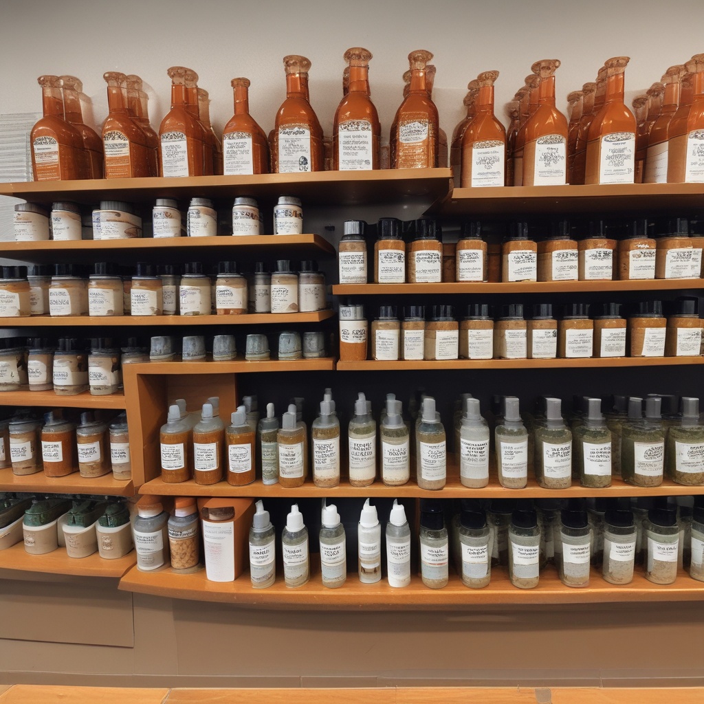Curly ginger hair product display